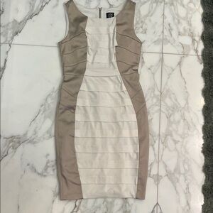 Jax Satin Beige and White Mini Dress size 8